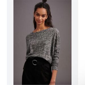 Anthropologie Damiana Pullover Top in Black / Grey size Small Dolman Slouchy